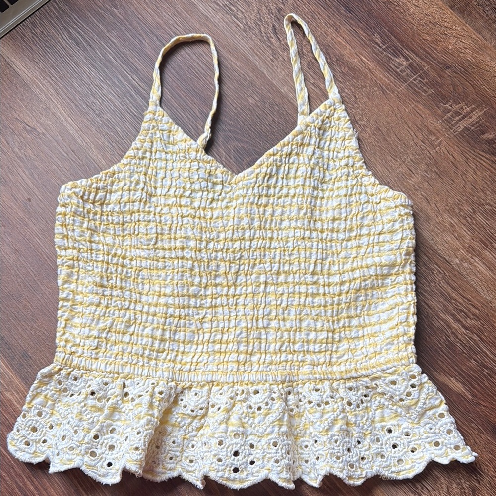 White Smocked Peplum Camisole